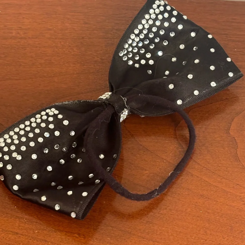 Black Cheer Bow with Rhinestones